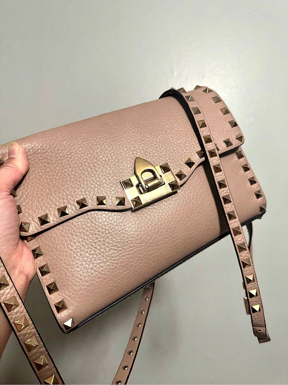 Studded Crossbody Bag in Pink Like New